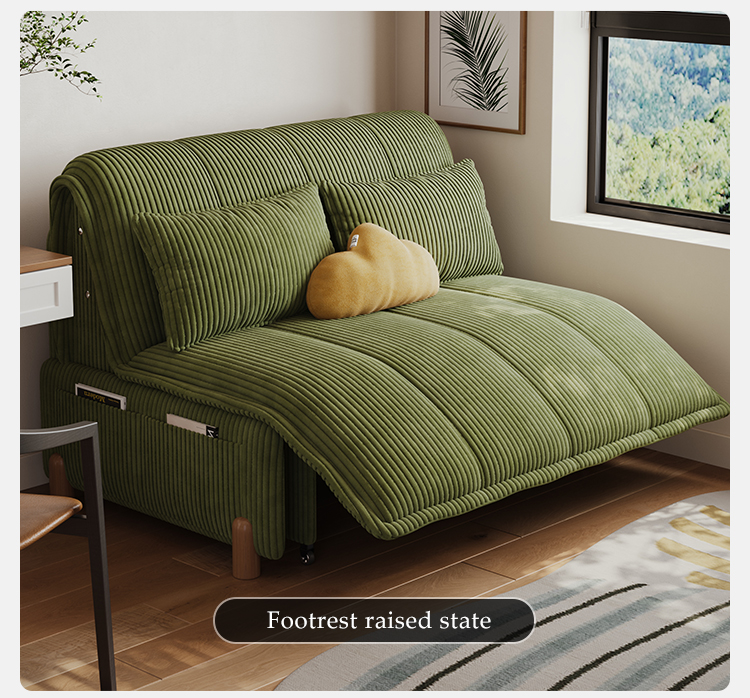 Modern Electric Smart Fabric Recliner L-Shape Sofa Bed Convertible Foldable Solid Wood Frame School Mall Living Room Furniture