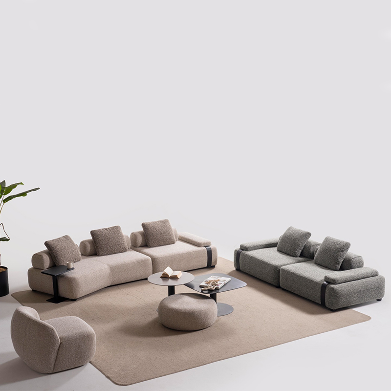 Contemporary Leisure Comfy Fabric Modular Sofa Set with Functional Cushion Backs for Living Room Furniture