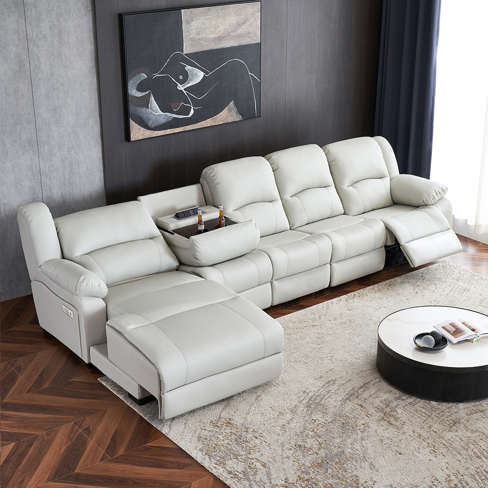 Modern Electric Reclining Sofa L-shaped Leather Living Room Furniture Set Chaise Lounge Power Wall Hugger Recliner Manufacturer