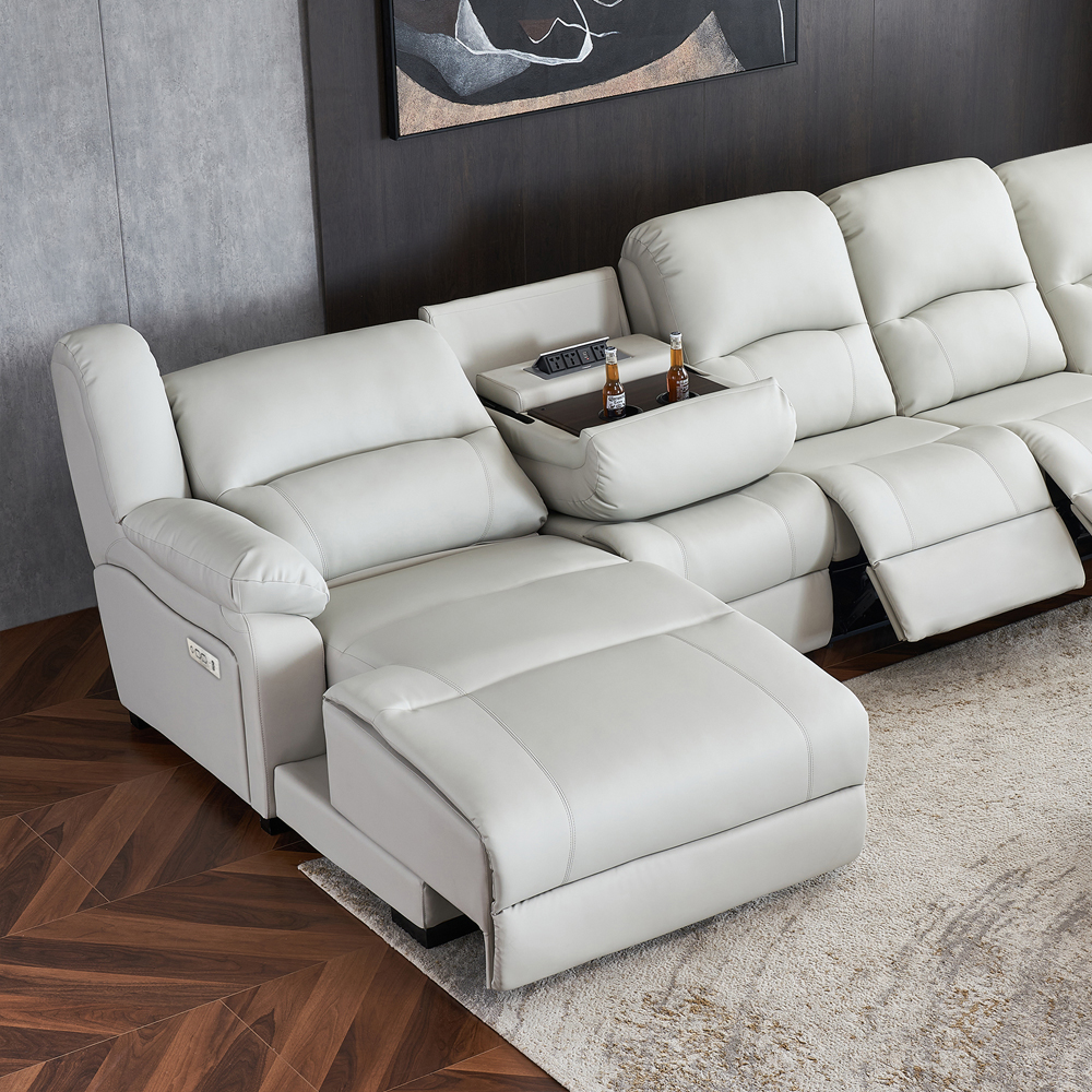 Modern Electric Reclining Sofa L-shaped Leather Living Room Furniture Set Chaise Lounge Power Wall Hugger Recliner Manufacturer