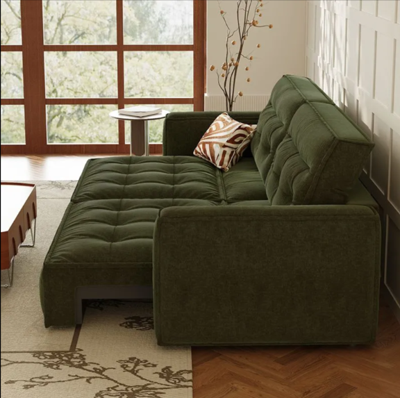 Electric Modern Reclining Sofa Bed Retractable Wall-Mounted Fabric Sleeper with Storage for Small Living Rooms