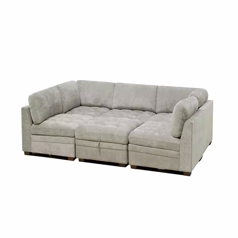 Huayang Modern Style Wooden Bed Fabric Convertable Furniture Functional Modular Sofa