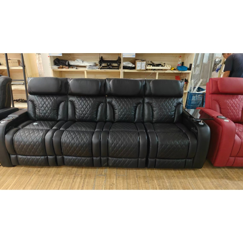 Customizable Microfiber Cinema Lounge Sofa Stain Resistant Coating Manual Recline Home Seating