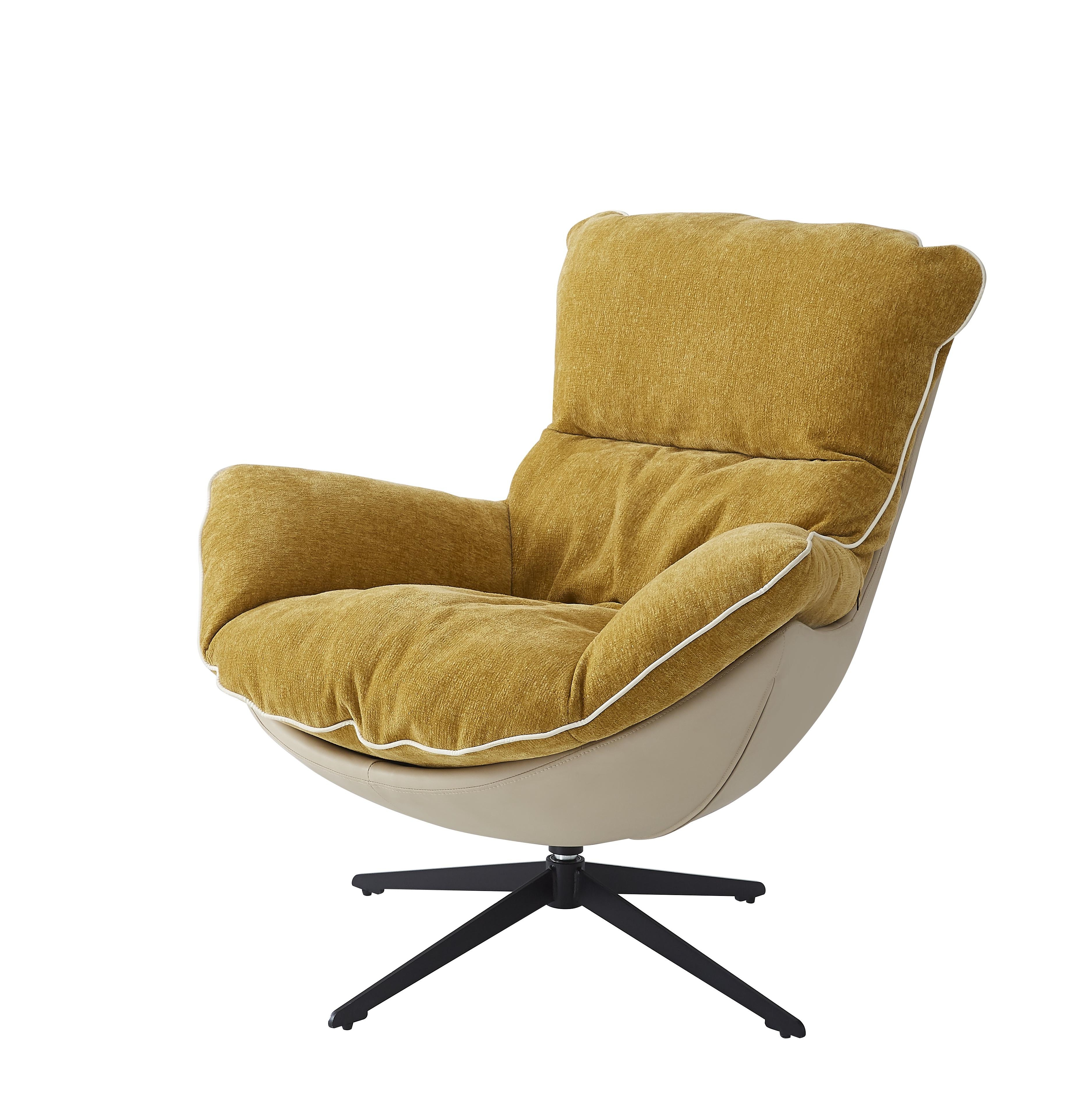 Modern Design Swivel Accent Lounge Chair Rotating Metal Velvet Fabric Rocker for Home Living Room Lazy Chair