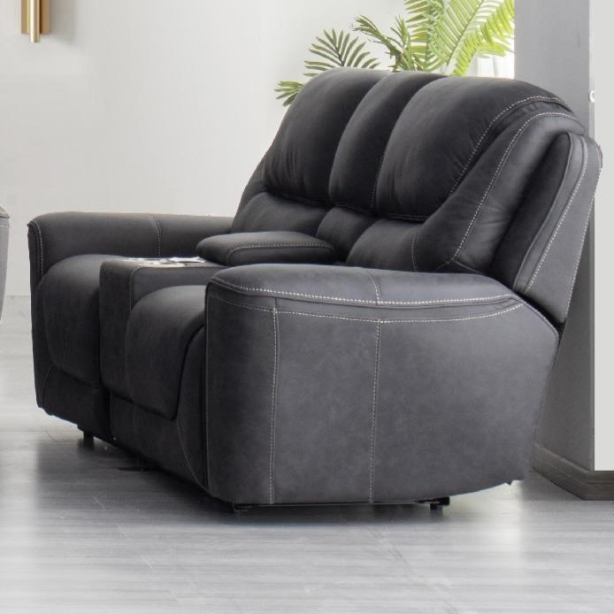 Ergonomic High Density Foam Lumbar Support Black Leather Electric Recliner Sofa