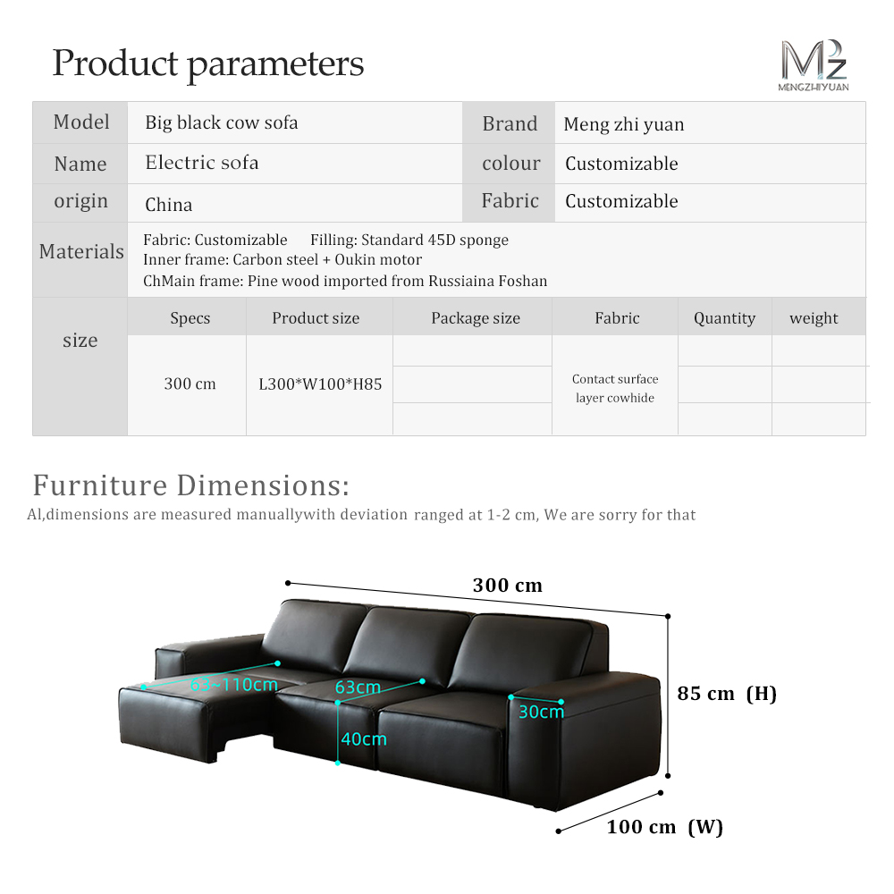Modern Genuine Leather Square Convertible Sofa Bed 3-Seater Electric Recliner European Design Living Room Wall Hugger