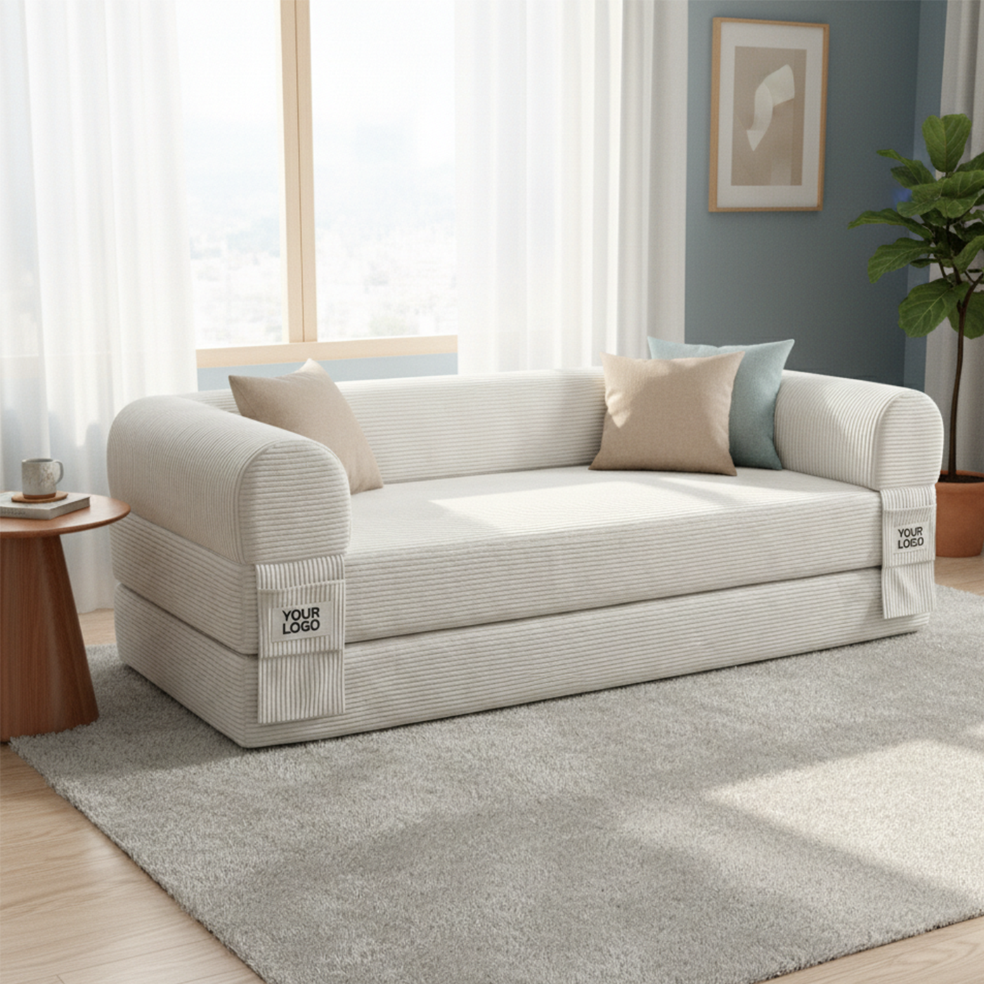 Wholesale Custom Fabric Loveseat Sofa Bed Futon Without Frame Compressed Foam Lazy Floor Couch for Vacation Rental Small Space