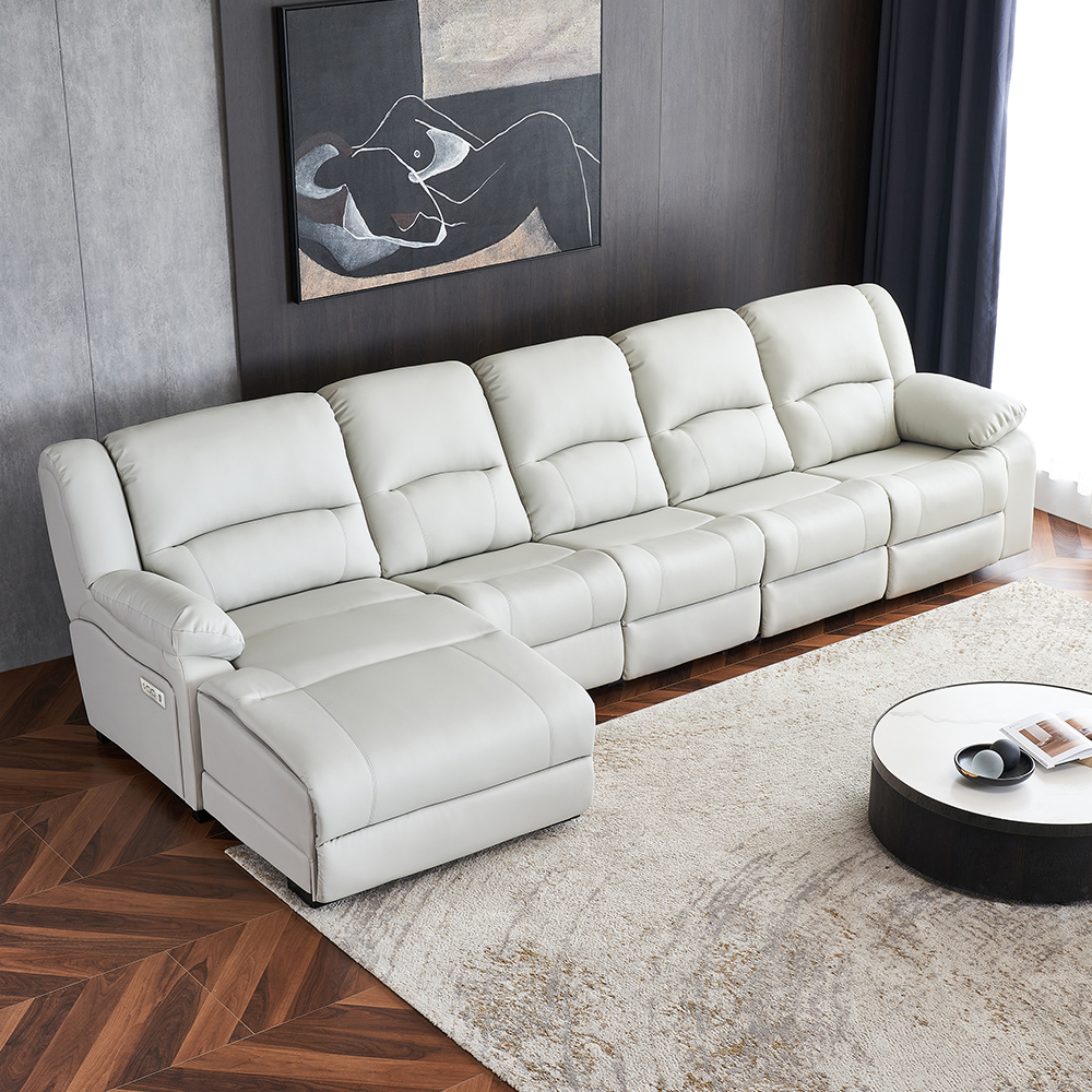 Modern Electric Reclining Sofa L-shaped Leather Living Room Furniture Set Chaise Lounge Power Wall Hugger Recliner Manufacturer
