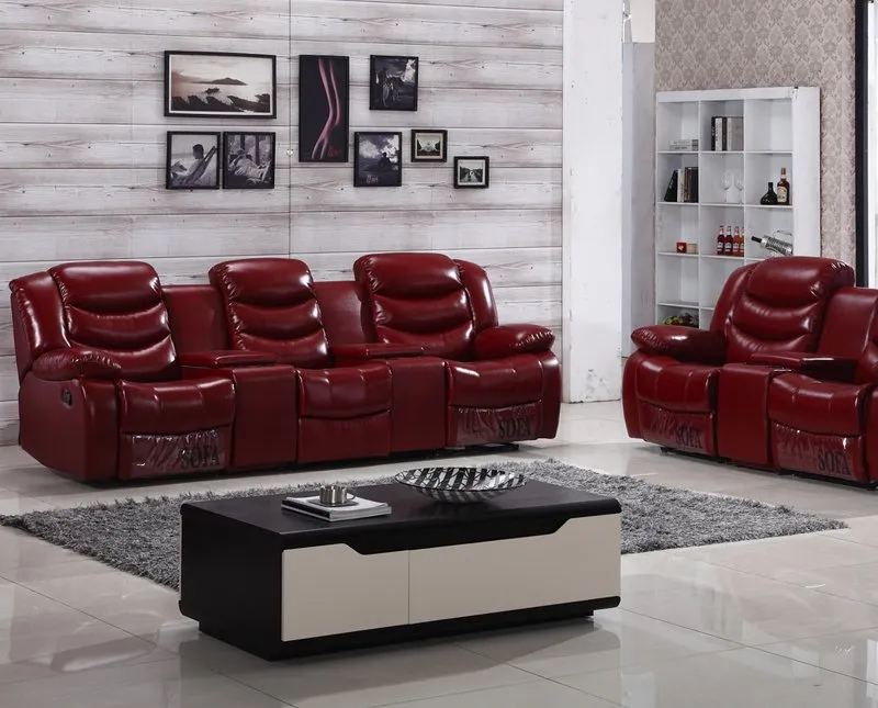 Lounge Chair Modern Home Theatre Corner Sleeper Recliner Set Leather Cinema Sofa