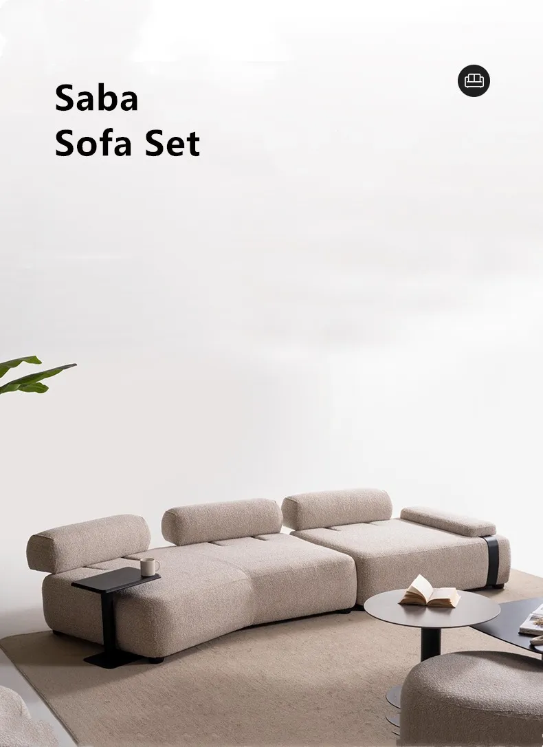Contemporary Leisure Comfy Fabric Modular Sofa Set with Functional Cushion Backs for Living Room Furniture