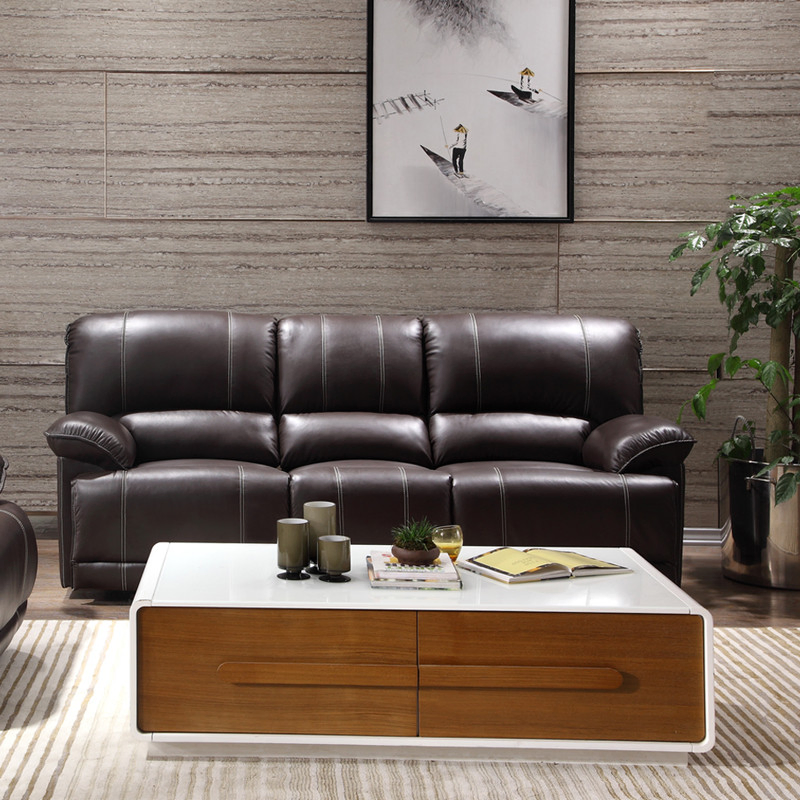 High Back Sleeper Living Room Chairs Home Furniture Leather Theatre Sofa with Armrest