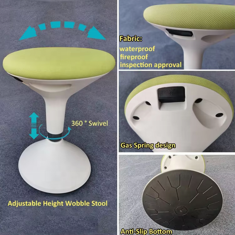 Height Adjustable 360 Swivel Rocking Wobble Stool Padded Fabric Seat Kids Sensory Balance Chair Wholesale Custom Available