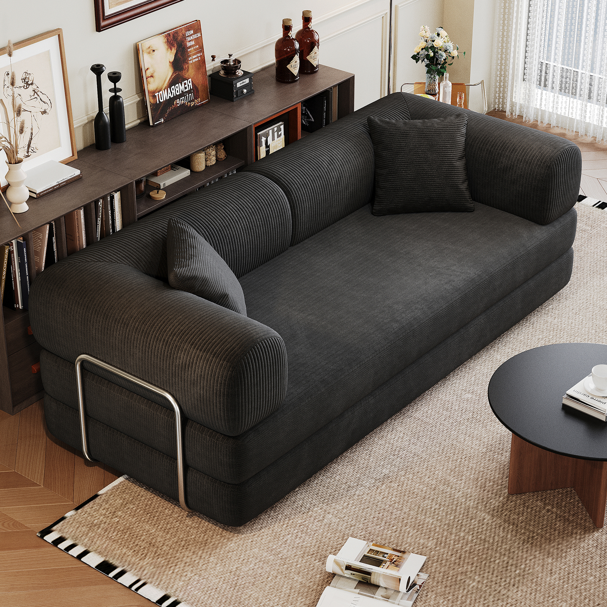 Free Shipping to USA Convertible Floor Sofa Bed Back Support Armrest Couch Sleeper Bed Loveseats Boneless Modular Sectional Sofa