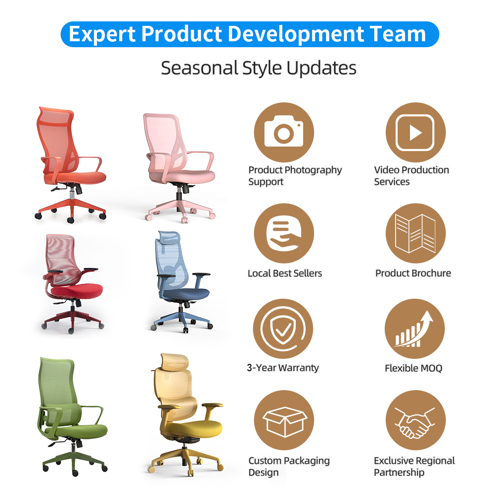 LN18 Wholesale Swivel Computer Office Chair Luxury Revolving Modern Rocking Fabric Mesh Ergonomic Adjustable Height Flipping