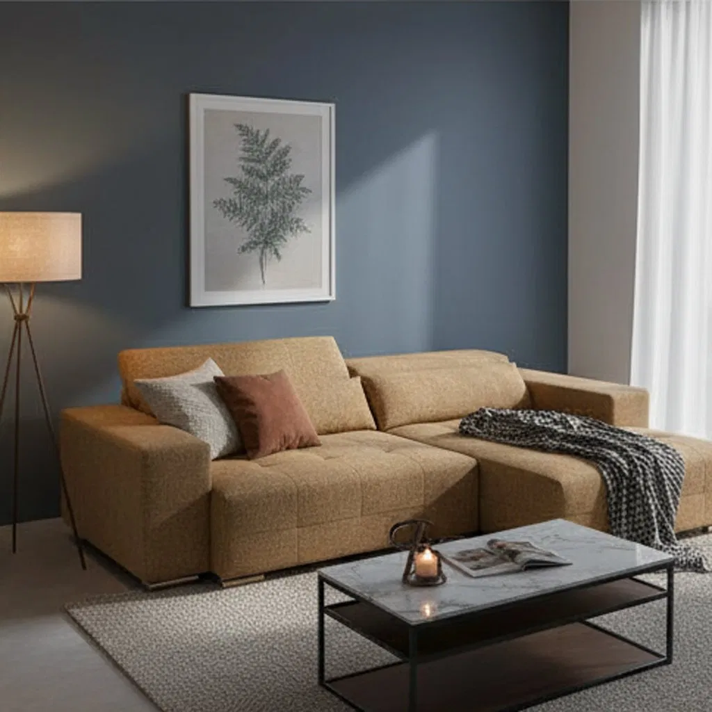 Wholesale Living Room Furniture Pull-out L Shape Corner Electric Fabric Sleeper Sofa