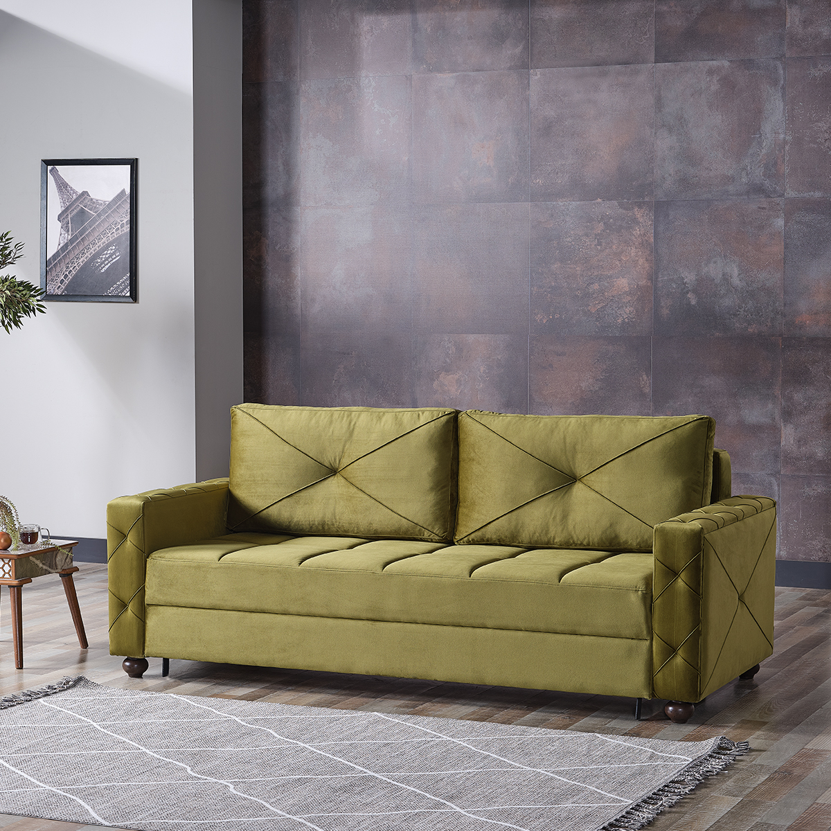 European Tufted Modular Loveseat Fabric Upholstered Inflatable Foldable Sofa Bed for Apartment and Hotel Living Room Furniture