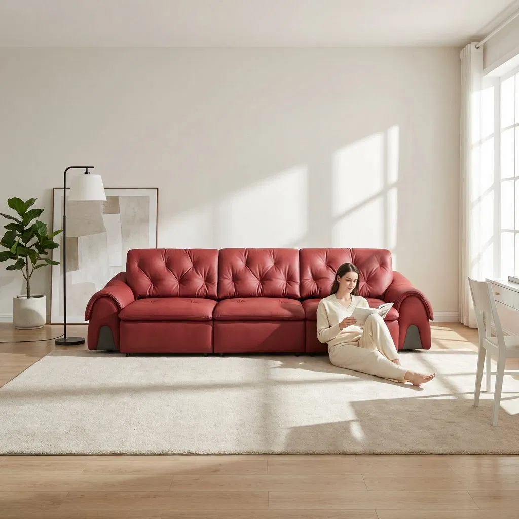 Smart Voice Control 3 Seater Leather Electric Recliner Sofa Bed Power Reclining Sleeper Lounge Couch for Apartment