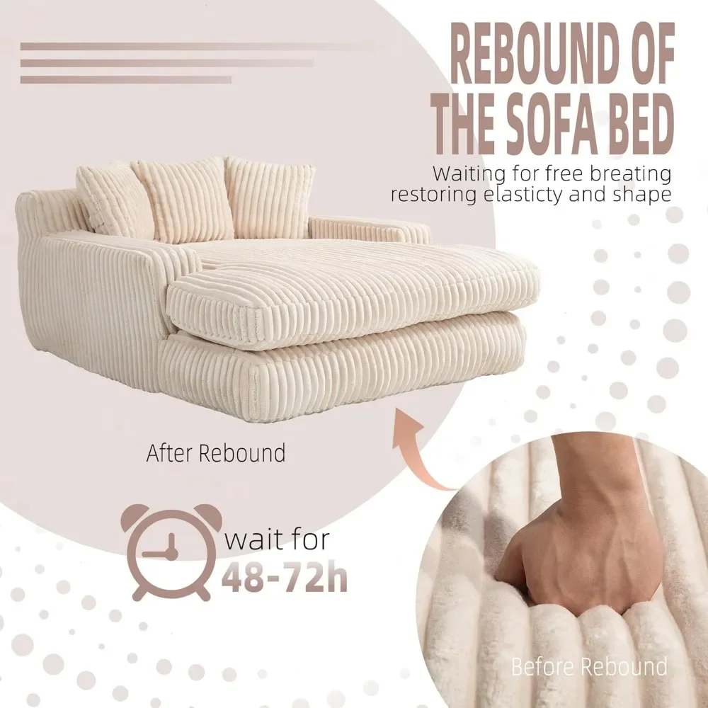 Oversized Chaise Lounge Chair Comfy Plush Cloud Couch Modern Sleeper Chair Sofa Corduroy Loveseat Vacuum Compression Sofa Set