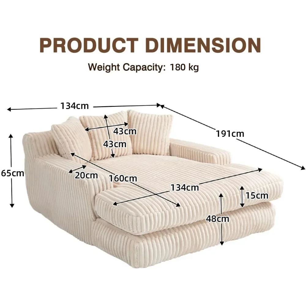 Oversized Chaise Lounge Chair Comfy Plush Cloud Couch Modern Sleeper Chair Sofa Corduroy Loveseat Vacuum Compression Sofa Set