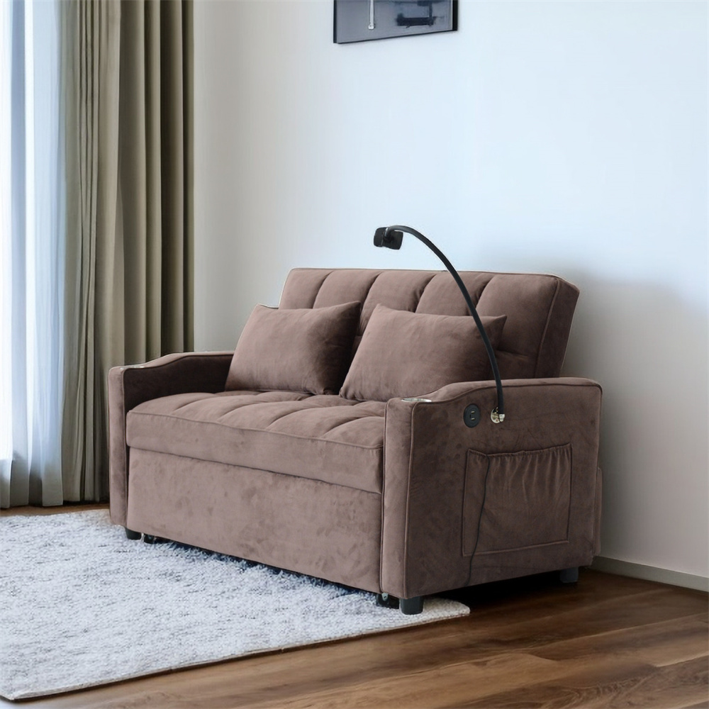 Daybed Velvet Fold Sofas Camas Bed Folding 2 Persons Seat LoveSeat Convertible Sofa Bed for Bedroom Living Room