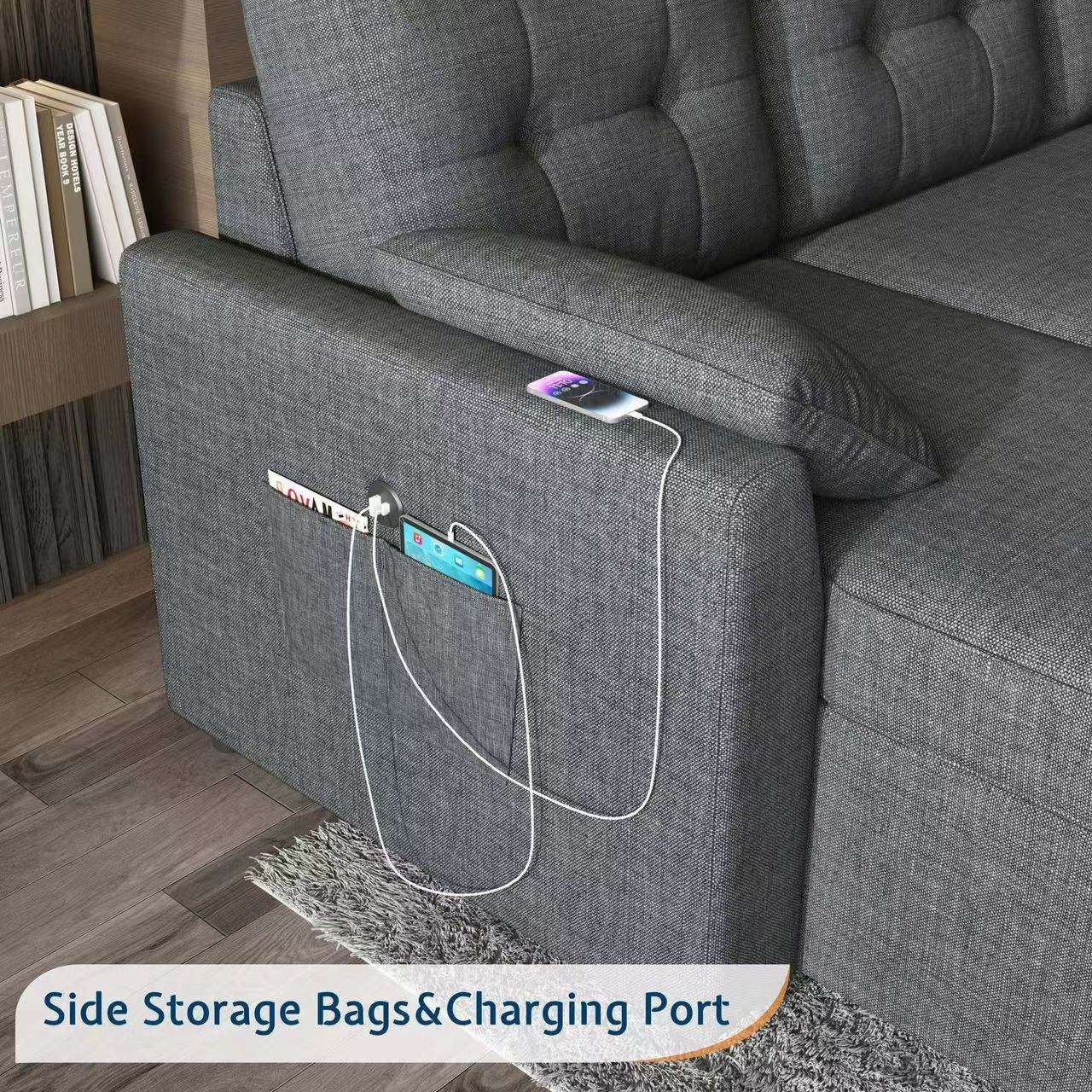 Modern Design Hot-selling Sofa Bed Living Room Furniture with Storage Box and USB Charging Port