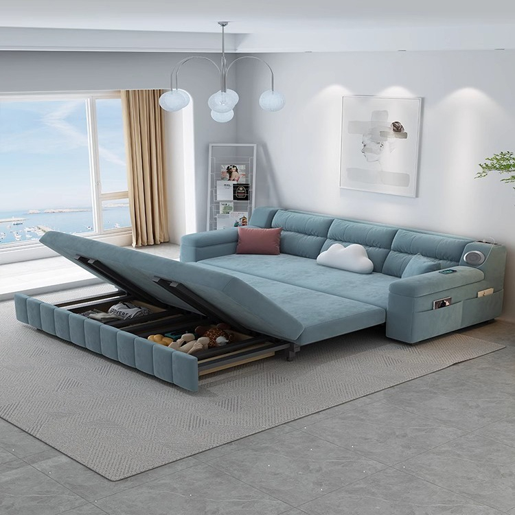Modern Multifunctional Smart Sofa Bed Foldable &amp; Adjustable Design for Living Room, Home, Commercial Use, with Storage Features