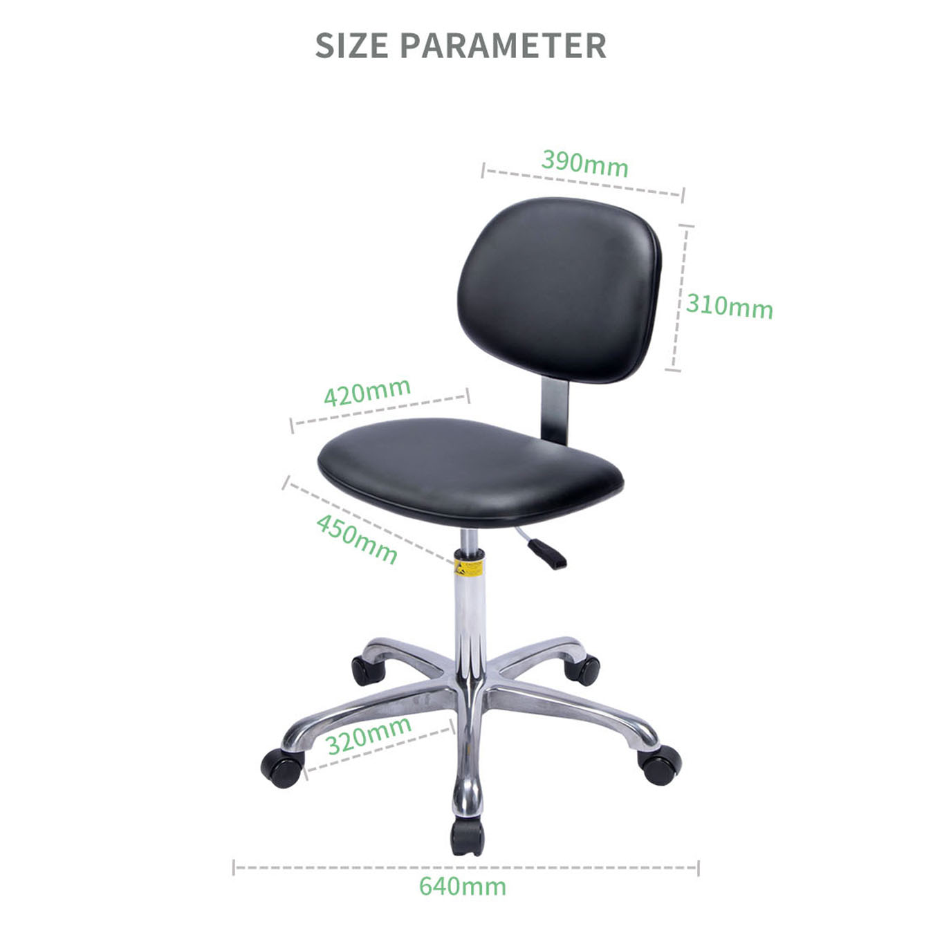 P09 PU Leather Ergonomic ESD Lift Chair With Swivel Wheels For Science Laboratory Cleanroom School Hospital And Workshop