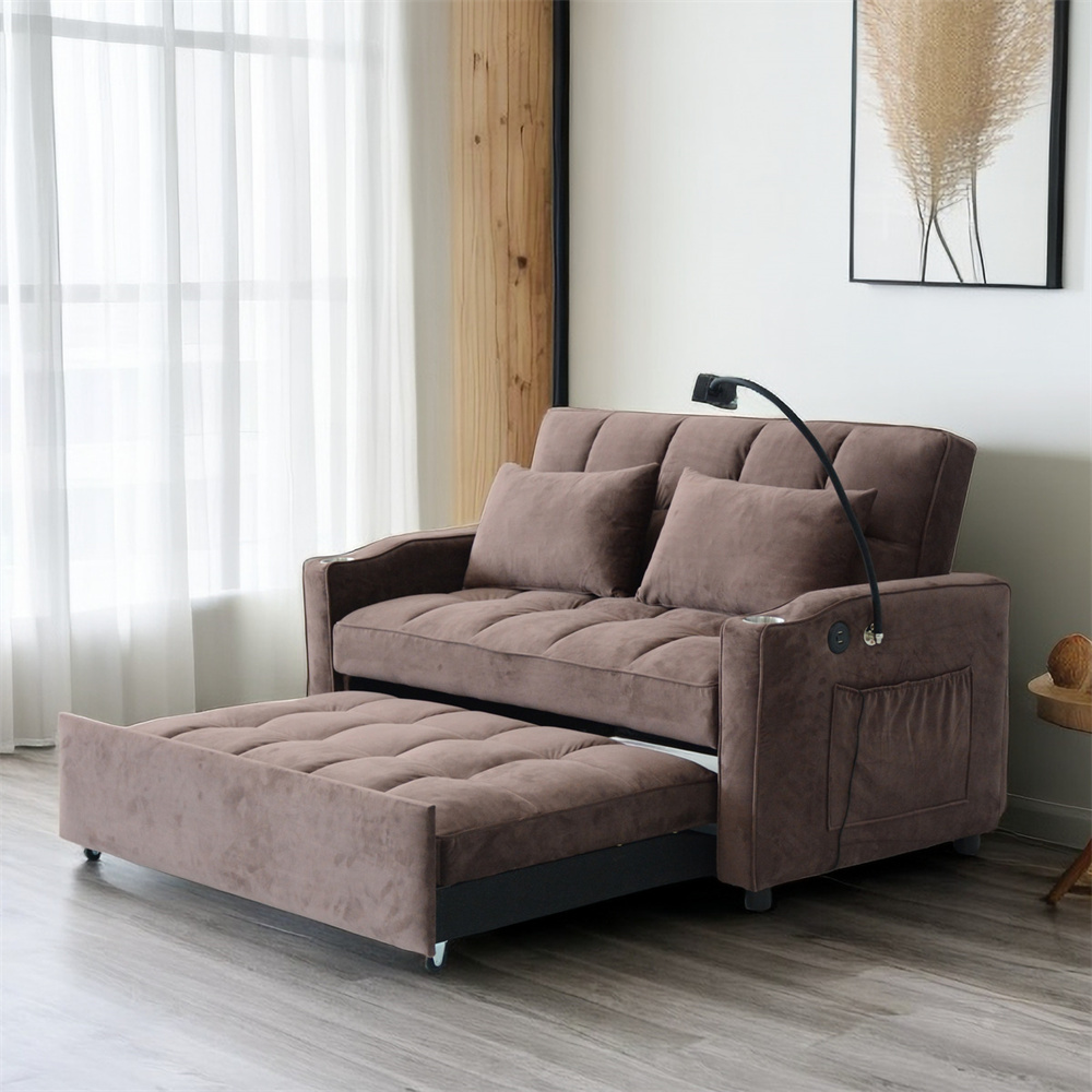 Daybed Velvet Fold Sofas Camas Bed Folding 2 Persons Seat LoveSeat Convertible Sofa Bed for Bedroom Living Room