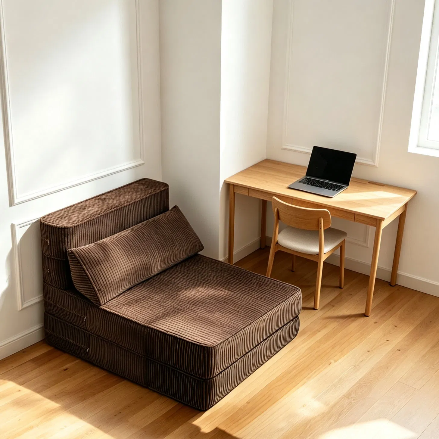 Japanese Sofa Bed with 5 Level Backrest Angle for Ergonomic Support and Lumbar Pillow