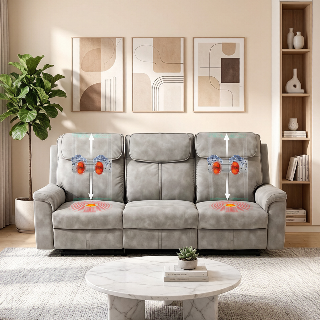 AI Artificial Intelligence Two Seater Recliner Sofa with Remote Control Memory Foam Vibration Heating &amp; Massage for Home Theater