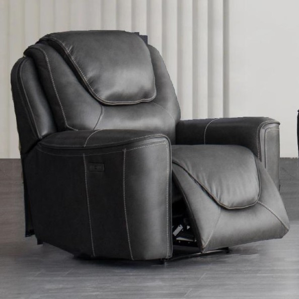 Ergonomic High Density Foam Lumbar Support Black Leather Electric Recliner Sofa