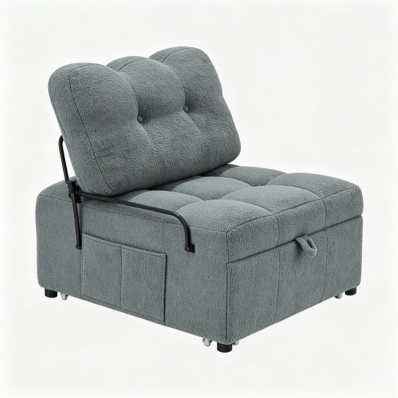 Compact Single-Seat Sofa Bed with Storage for Tiny Studio Living Spaces