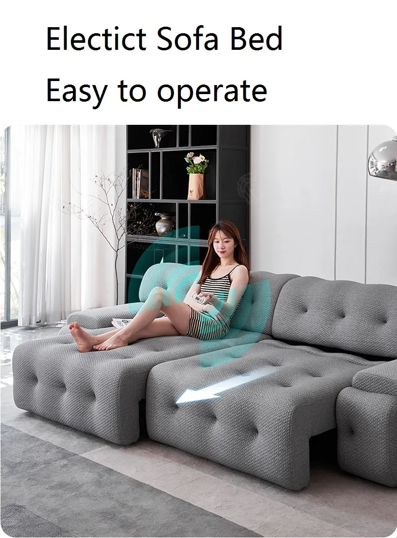 Electric Control Adjustable Pull out Sleeper Couch Bed Sofa Multifunctional Folding Livingroom Furniture Bed Sofa