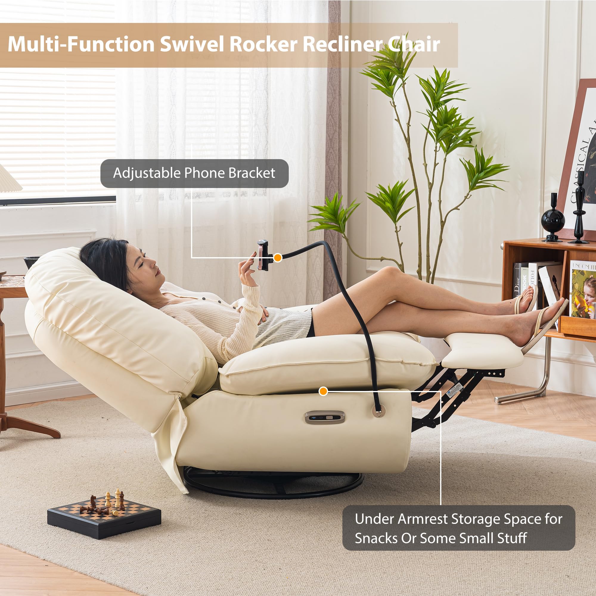 Free Cheap Price White Multi-position Single Power Lift Recliner White Leather Comfortable Sofa Chair With Phone Holder