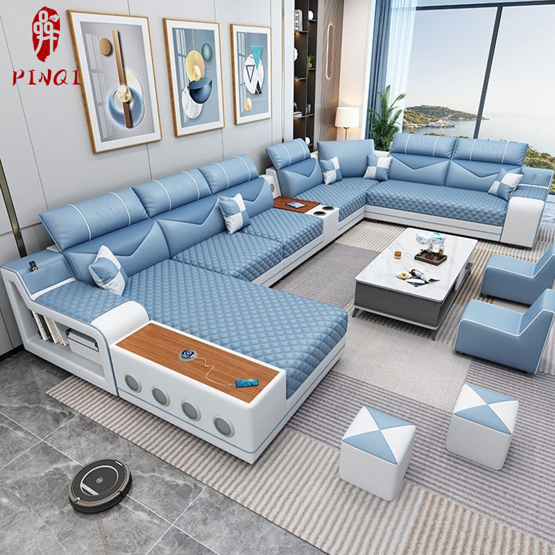 Smart Sectional Sofa Set High - Tech USB Charging Speaker Design for Home Entertainment Lounges Room Sofa