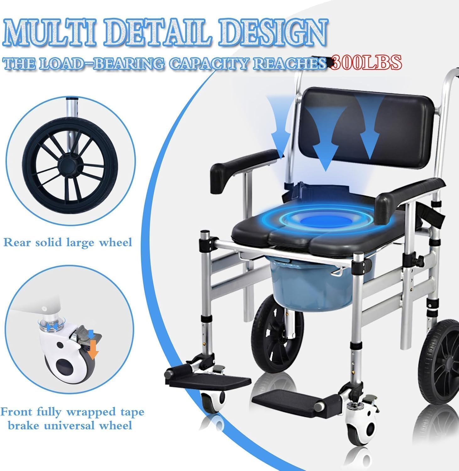 Multifunctional Commode Wheelchair Hydraulic Patient Lift Transfer Hoist Nursing Wheel Chair With Toilet