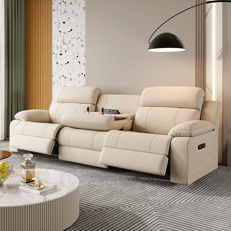 Modern Power Reclining Foldable Sofa 3 Seater Fabric With USB Ports Living Room Furniture Set Wall Hugger Electric Sofa
