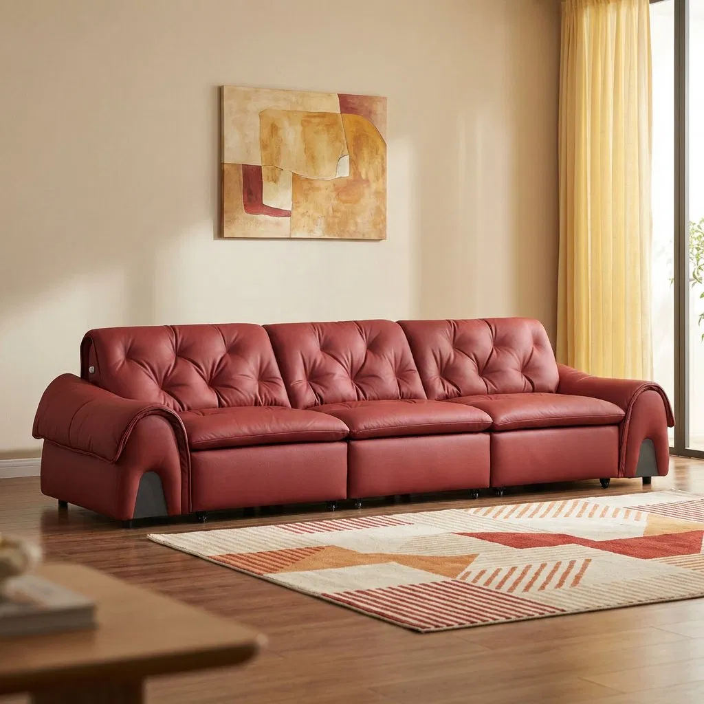 Smart Voice Control 3 Seater Leather Electric Recliner Sofa Bed Power Reclining Sleeper Lounge Couch for Apartment