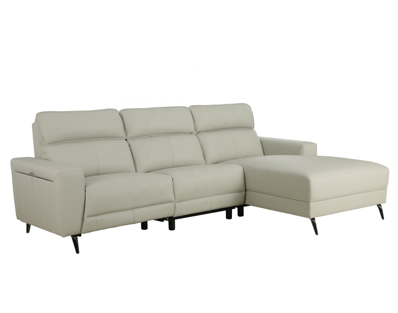 SX-81523 Modern Power Recliner Couch with Chaise Silicone PU USB Charger Plywood Construction Pocket Spring Foam Padding