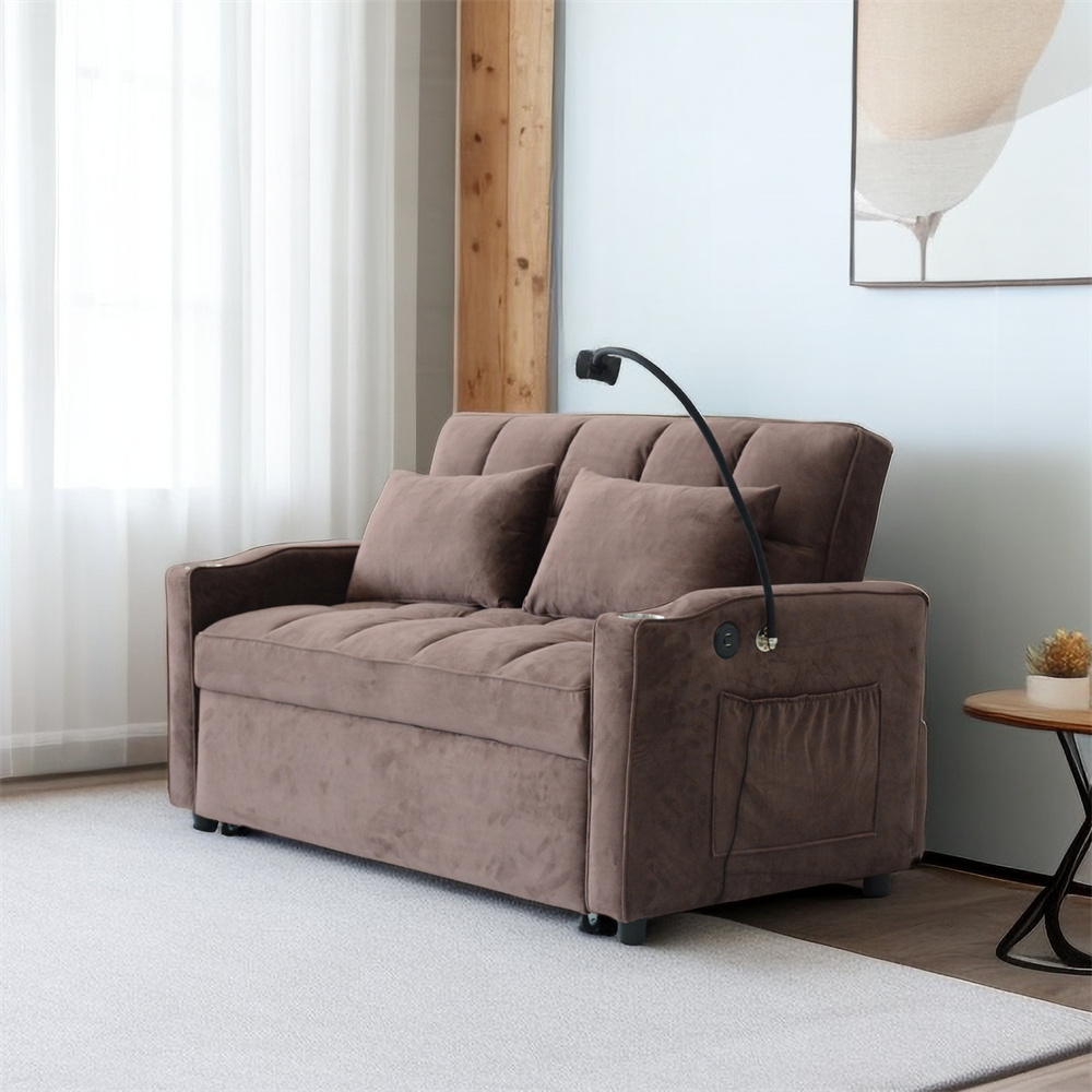 Daybed Velvet Fold Sofas Camas Bed Folding 2 Persons Seat LoveSeat Convertible Sofa Bed for Bedroom Living Room