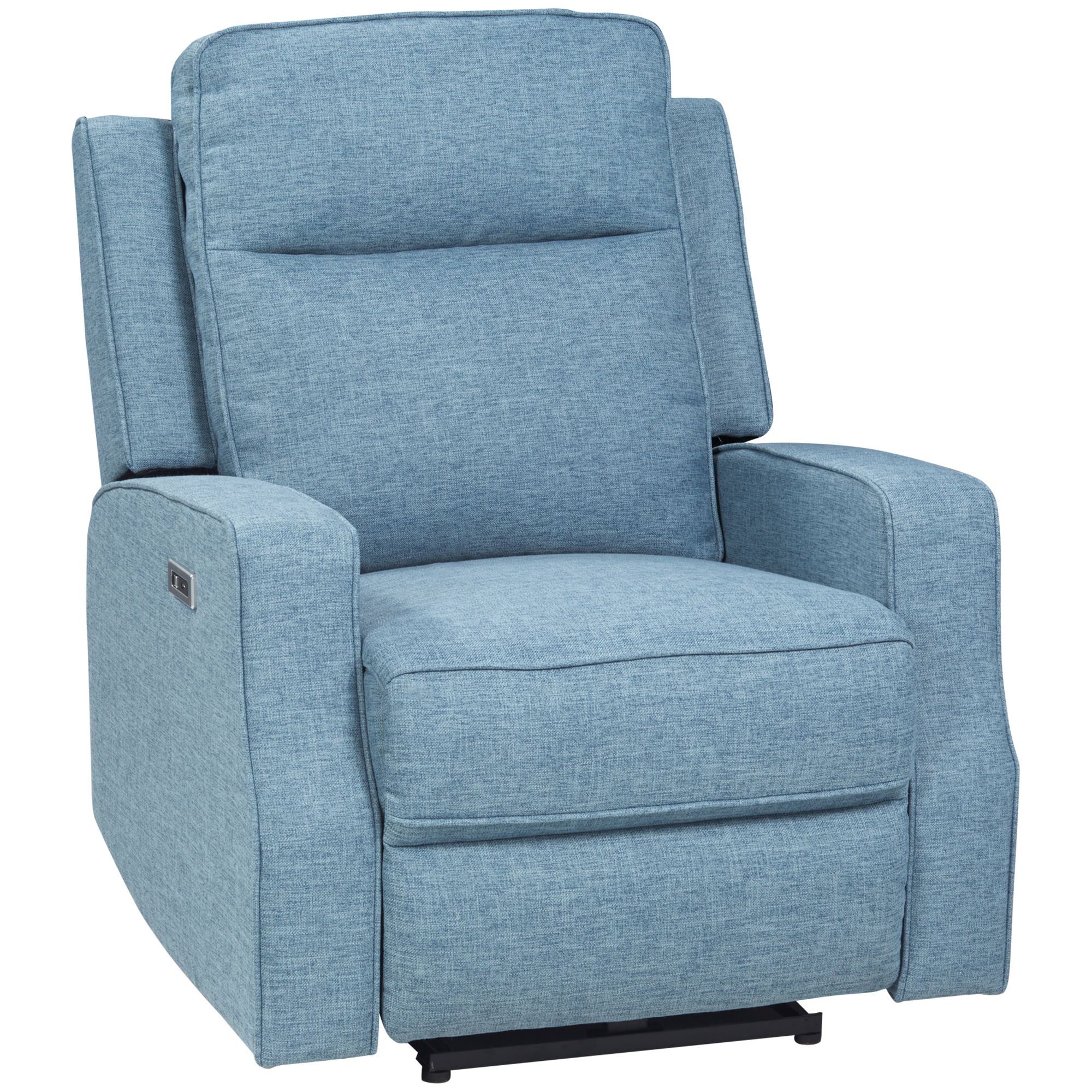 Electric Power Wall Hugger Recliner with USB Charging Station Linen Upholstered Retractable Armchair Sofa