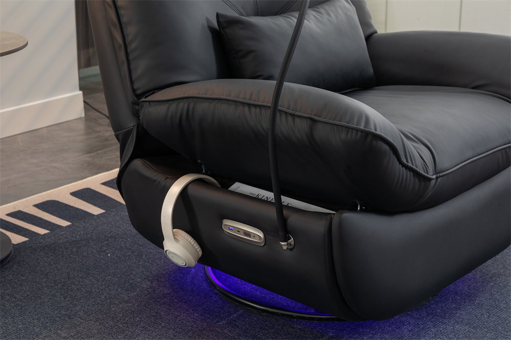 Smart Power Recliner Rocking Chair with LED Strap Swivel Glider Gaming Recliner Gaming Couch Sofa Chair Supplier for Office