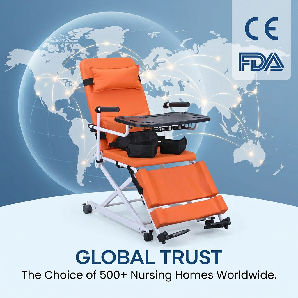 Seamless Design 6000N POWER Transfer Chair 180&deg; Hydraulic Recline Function Medical Grade Multi-functional Patient Lift