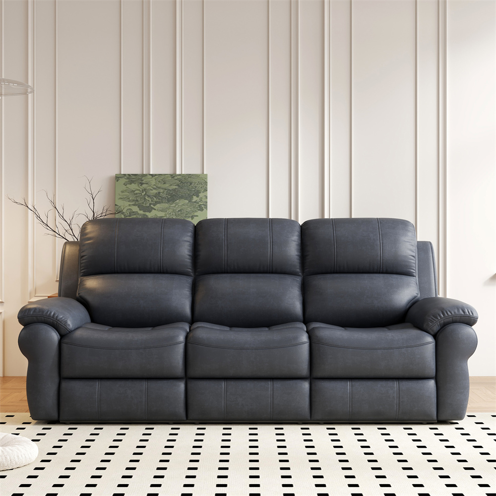 Customization Luxury Living Room Breathable Fabric Manual Reclining Sofa Couch 3 Seat with Drop Down Table USB Wireless Charger
