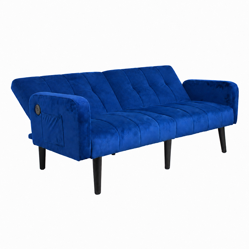 Modern Multifunctional 2 Seater Folding Sofa Bed USB Ports Pockets 3 Recline Positions for Bedroom Apartments Small Spaces