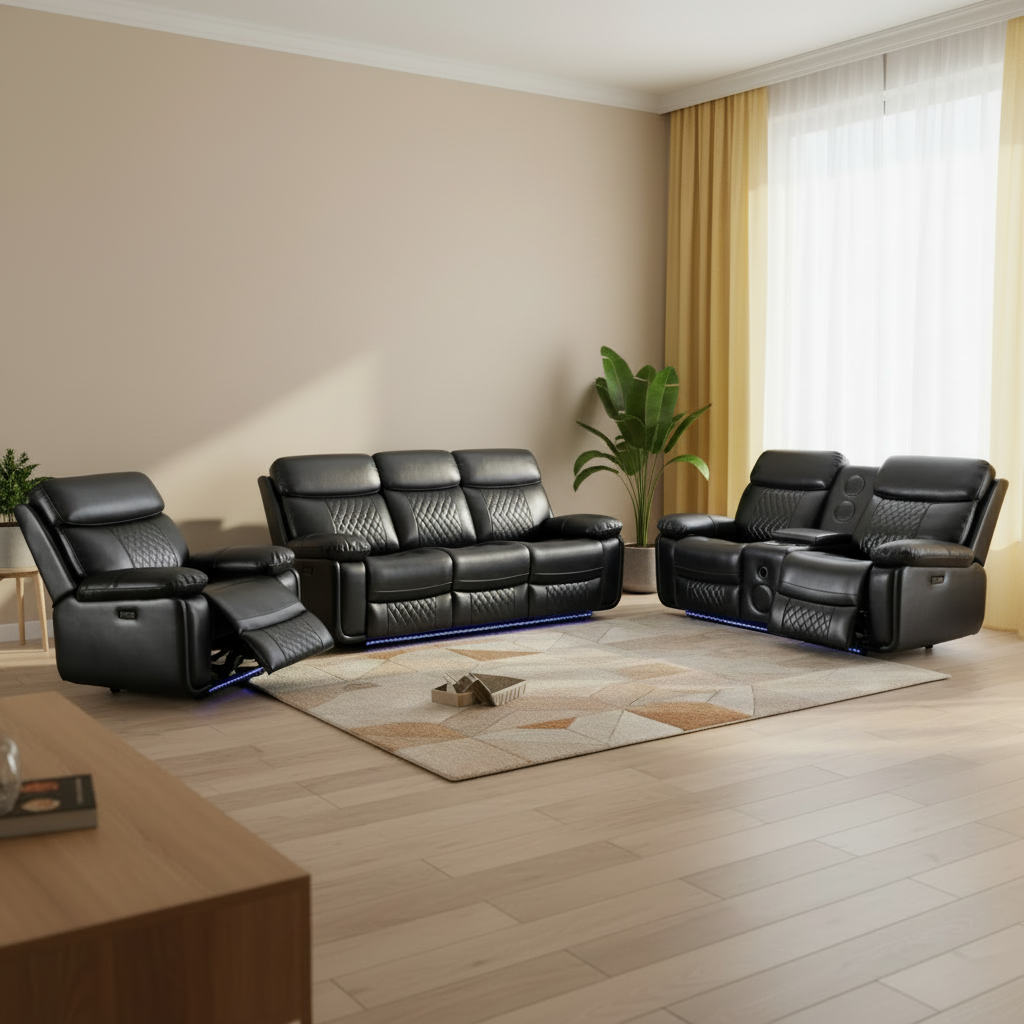 Custom 3+2+1 Seat Leather Power Reclining Chair Smart Electrical Recliner Sofa Set Living Room Furniture Leisure Sofa