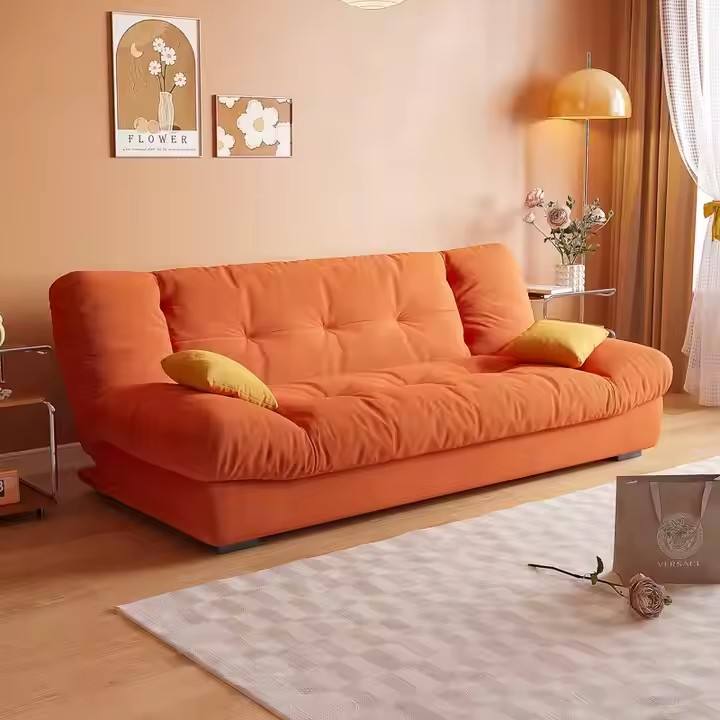 YISI Modern Fabric Convertible Sofa Bed Reclining Seats Foldable Design 3-Seater Loveseat Wood Frame Adjustable Height Living
