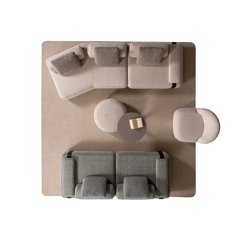 Contemporary Leisure Comfy Fabric Modular Sofa Set with Functional Cushion Backs for Living Room Furniture