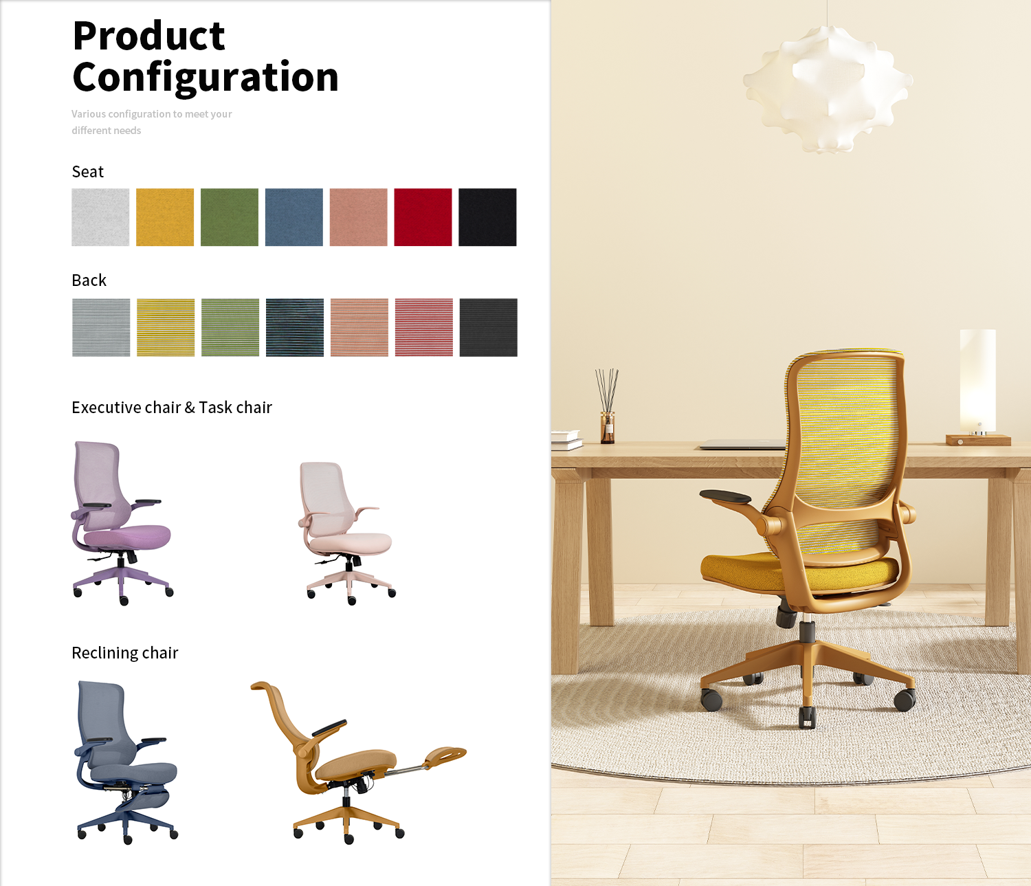 LN18 Wholesale Swivel Computer Office Chair Luxury Revolving Modern Rocking Fabric Mesh Ergonomic Adjustable Height Flipping
