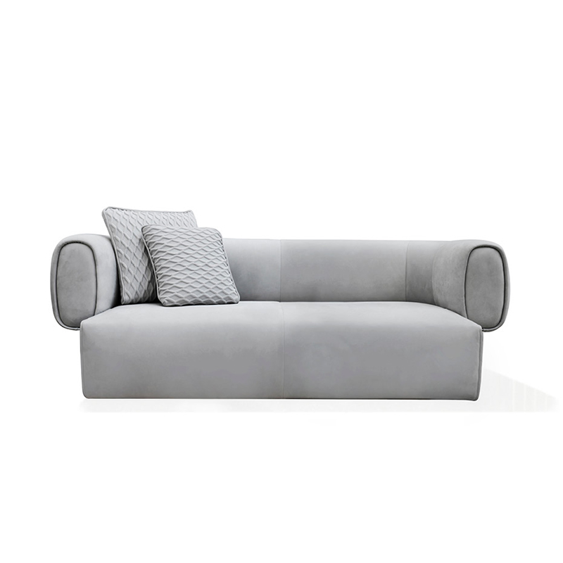 Modern Gray Fabric Soft Sofa Curved Arm Minimalist Design for Apartment Home Living
